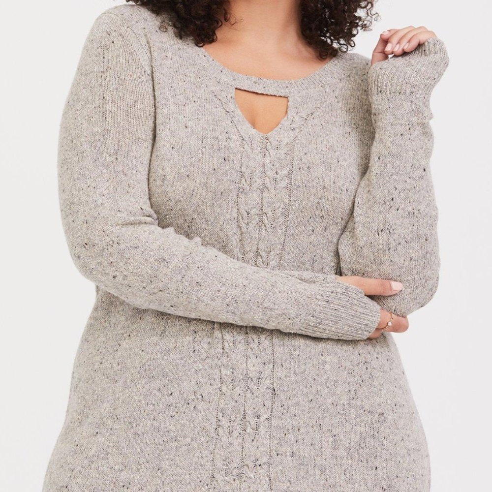 Torrid Pullover Cable Front Tunic Sweater - image 1
